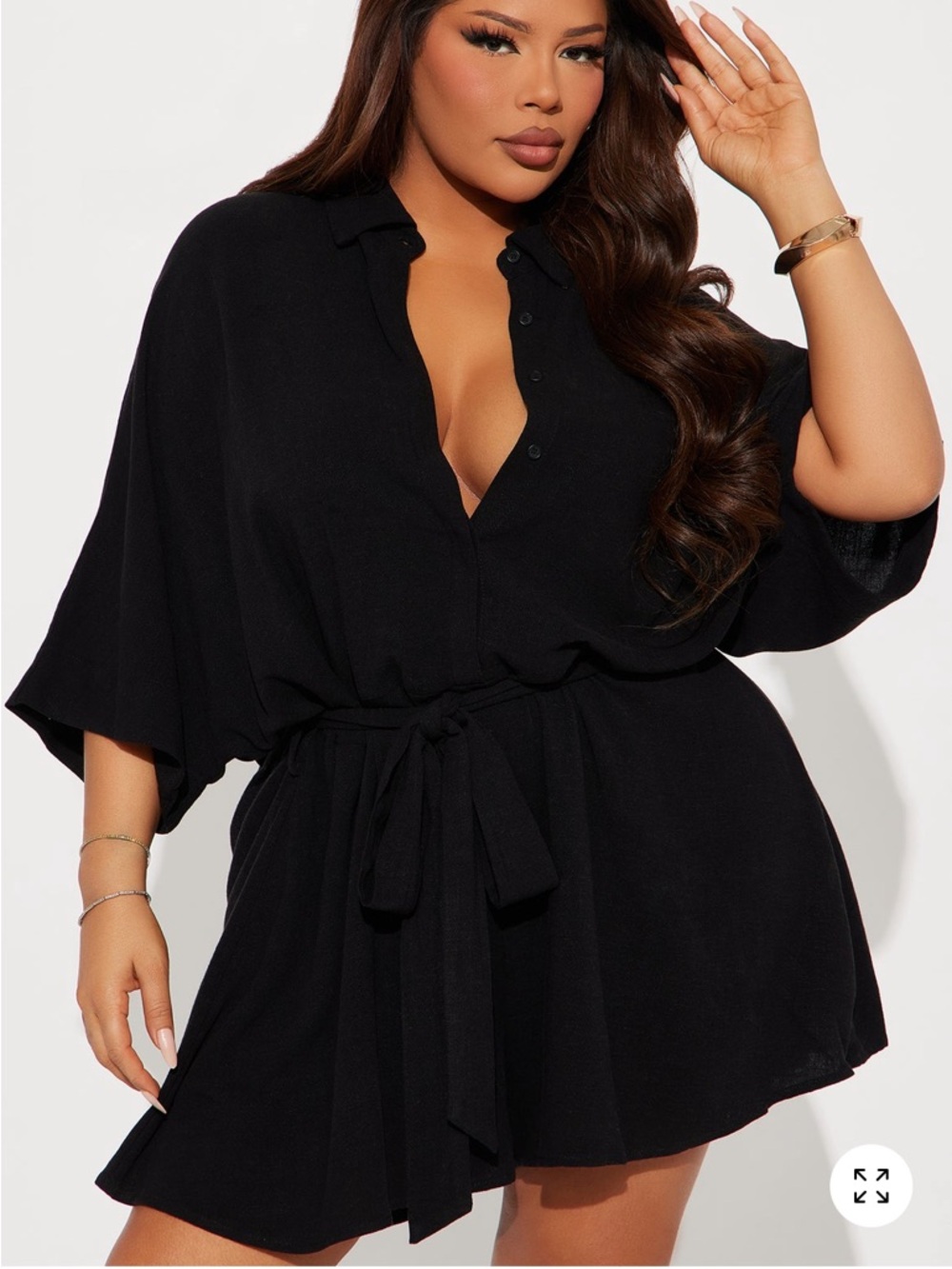 Fashion Nova Black Linen Romper